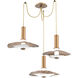 Cumulus LED 17 inch Novel Brass with White Metal Swag Multi-Pendant Chandelier Ceiling Light in 3000K LED