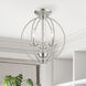 Arabella 3 Light 12 inch Brushed Nickel Convertible Mini Chandelier/ Semi-Flush Ceiling Light, Globe
