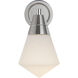 Willard Wall/Vanity Light Wall Light in Polished Nickel, Matte Opal Glass