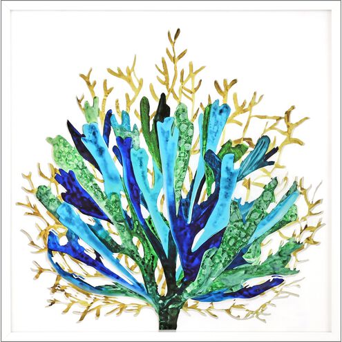 Waterside Collection Lacquered White Wood Shadow Box Style Framed Art