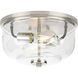 Rushton 2 Light 12 inch Brushed Nickel Flush Mount Ceiling Light