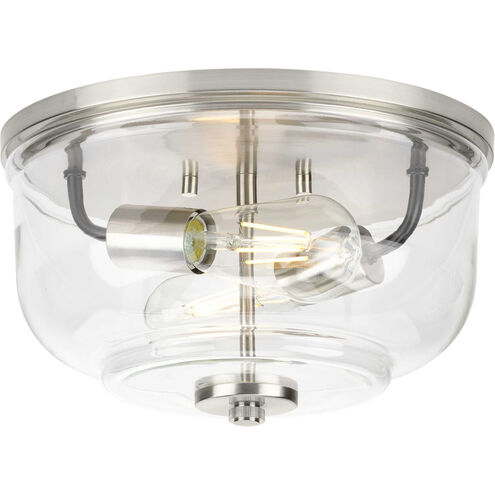 Rushton 2 Light 12 inch Brushed Nickel Flush Mount Ceiling Light