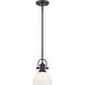 Yep Hines 1 Light 6.88 inch Rubbed Bronze Pendant Ceiling Light in Opal Glass