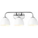 Zoey 3 Light 24.5 inch Chrome Bath Vanity Light Wall Light in Matte White