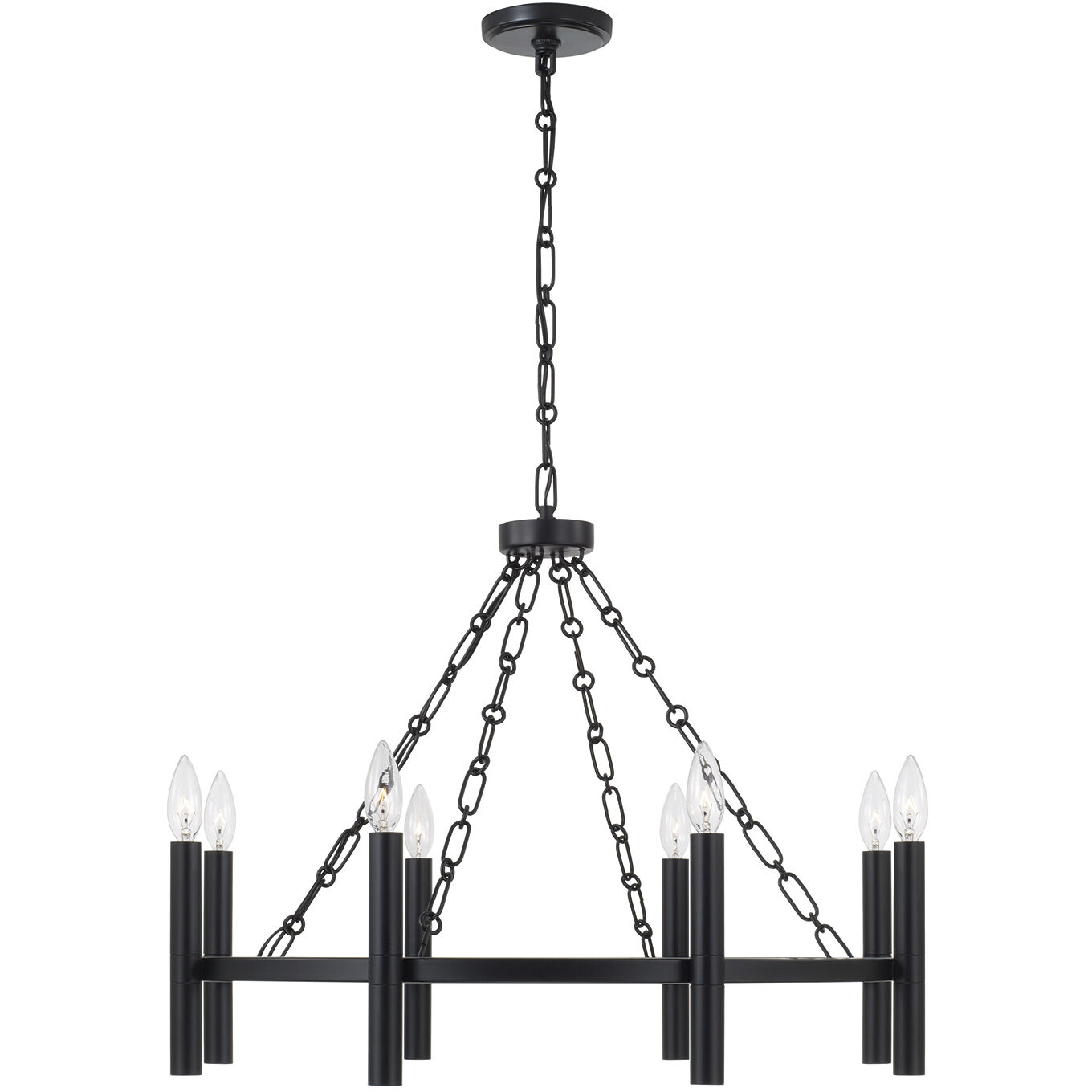 Winton 8 Light 28 inch Matte Black Chandelier Ceiling Light