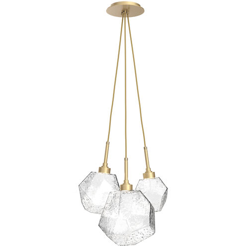 Gem LED 13.5 inch Gilded Brass Chandelier Ceiling Light in 3000K LED, Clear, Cluster