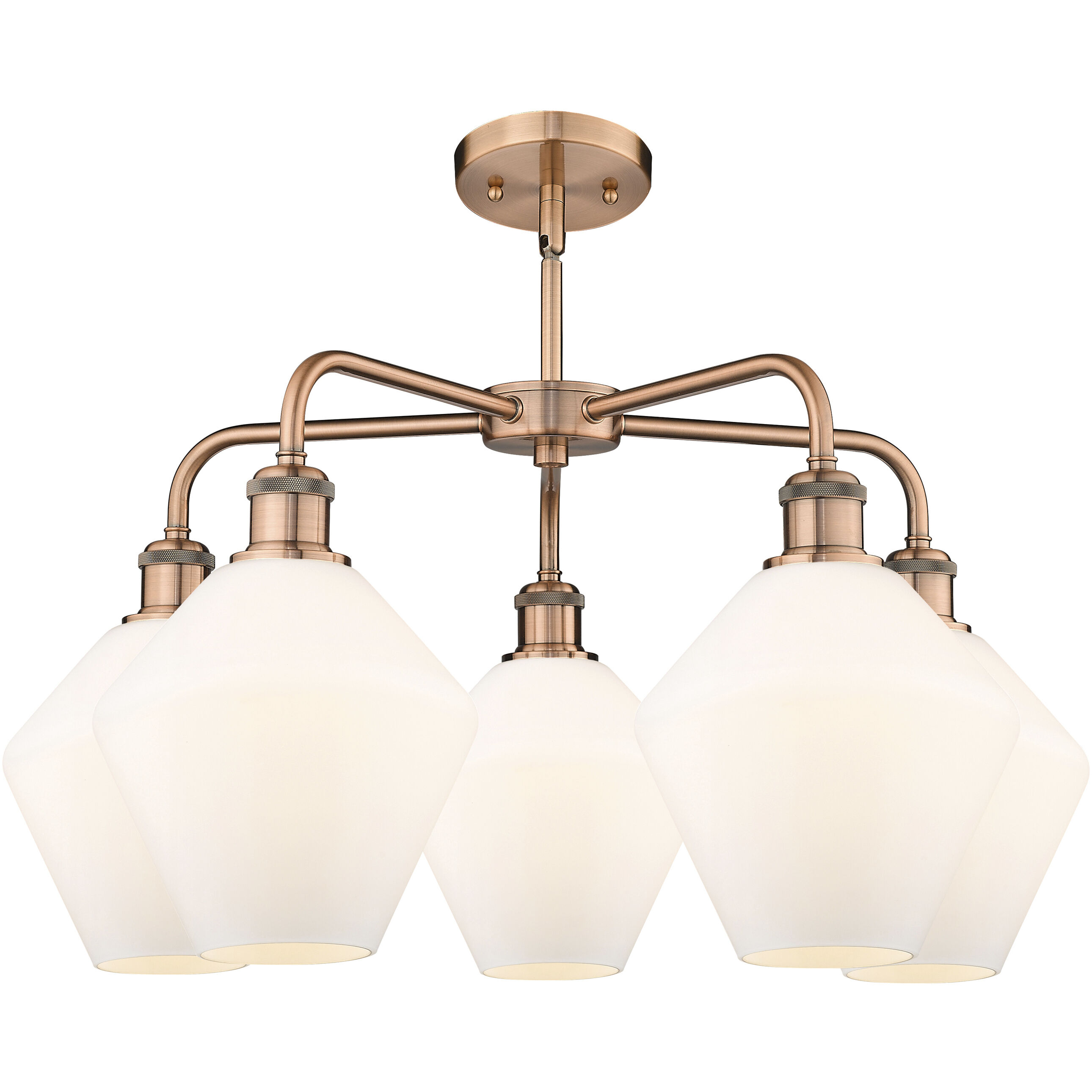 Cindyrella 5 Light 26 inch Antique Copper Chandelier Ceiling Light in Cased Matte White