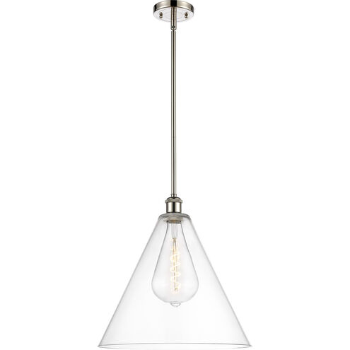 Ballston Cone LED 16 inch Polished Nickel Pendant Ceiling Light in Clear Glass