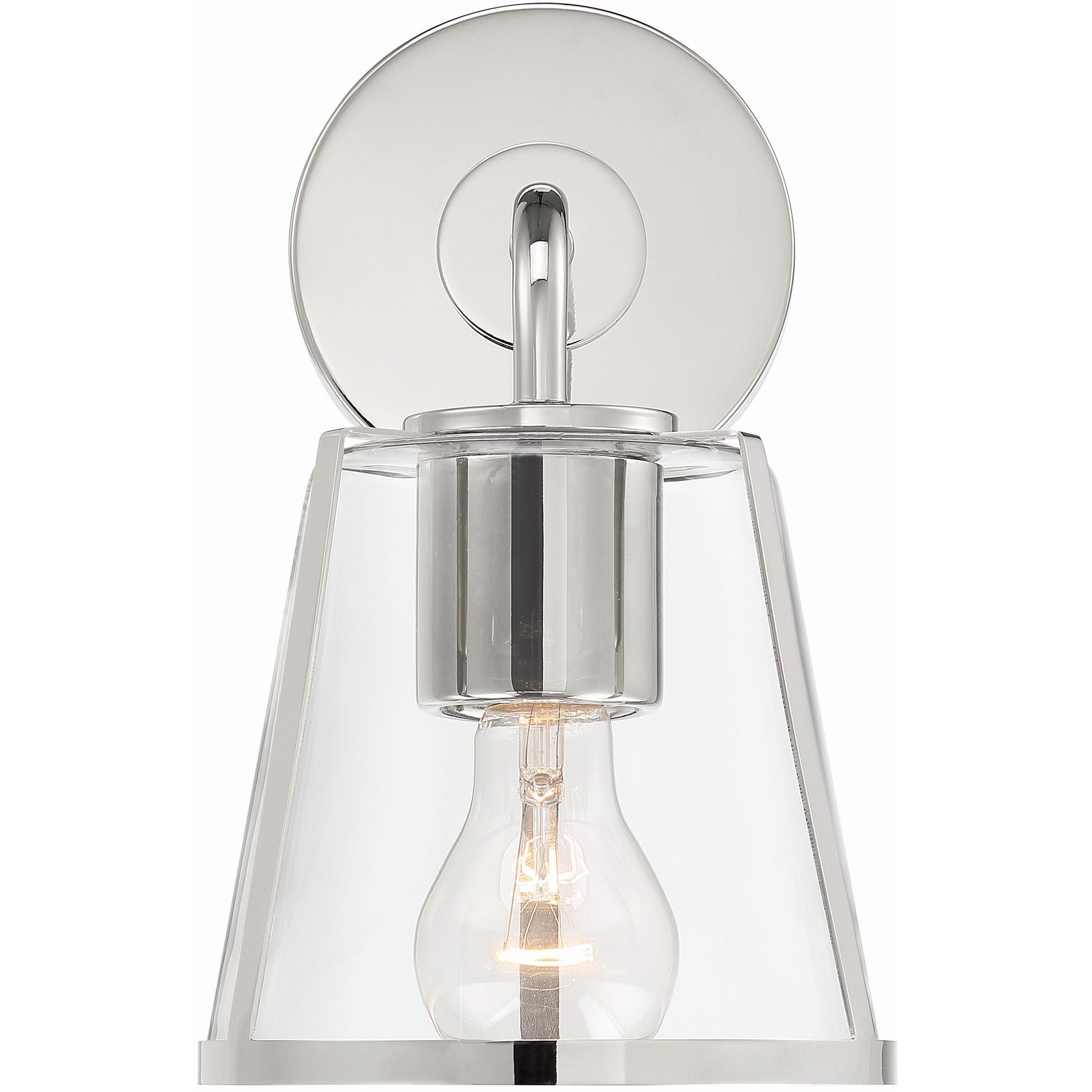 Fulton Bath Sconce Wall Light in Polished Nickel, Clear