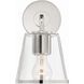 Fulton Bath Sconce Wall Light in Polished Nickel, Clear