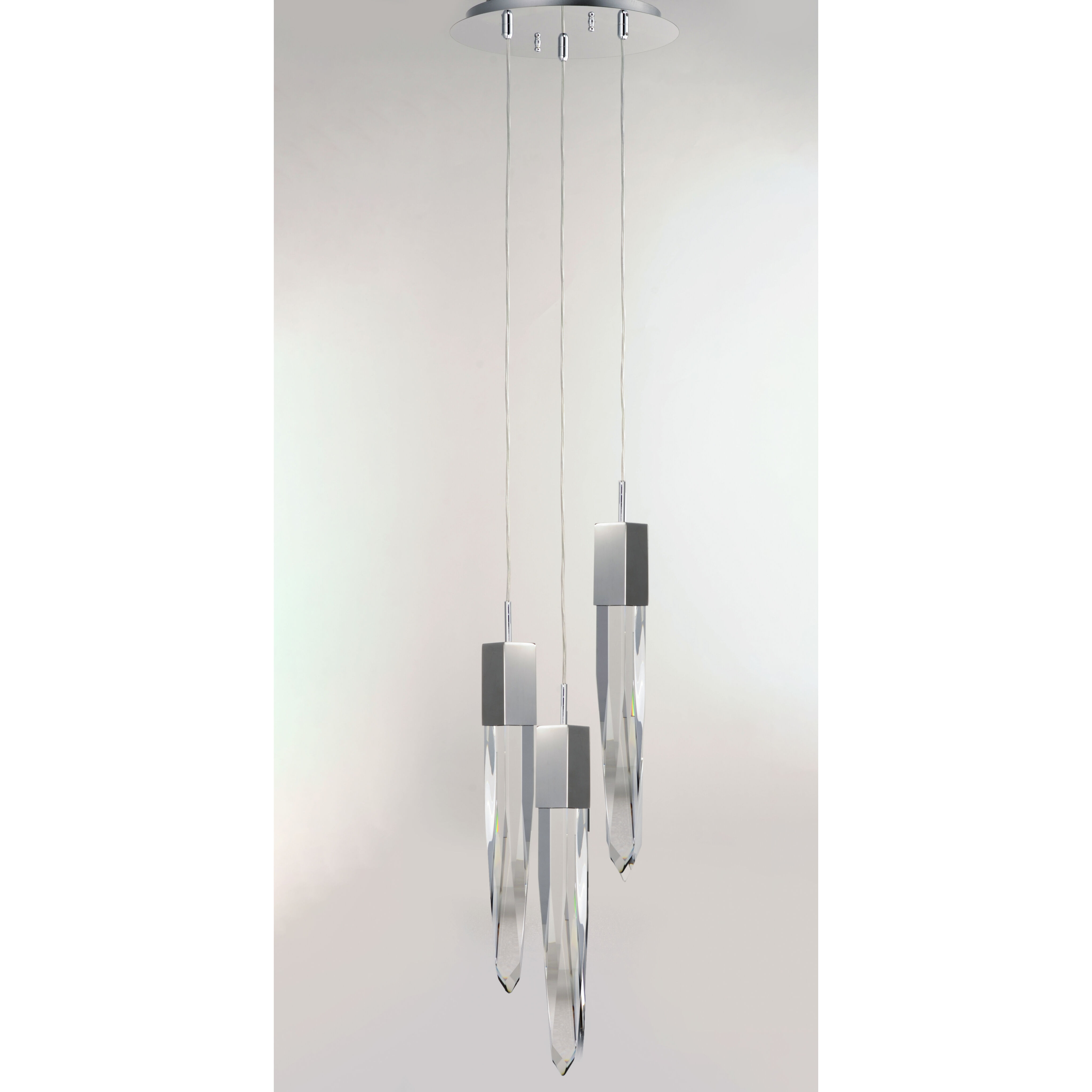 Quartz LED 13 inch Polished Chrome Multi-Light Pendant Ceiling Light