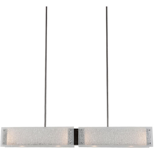 Textured Glass LED 44.4 inch Gilded Brass Linear Pendant Ceiling Light in Frosted Granite, 2700K LED