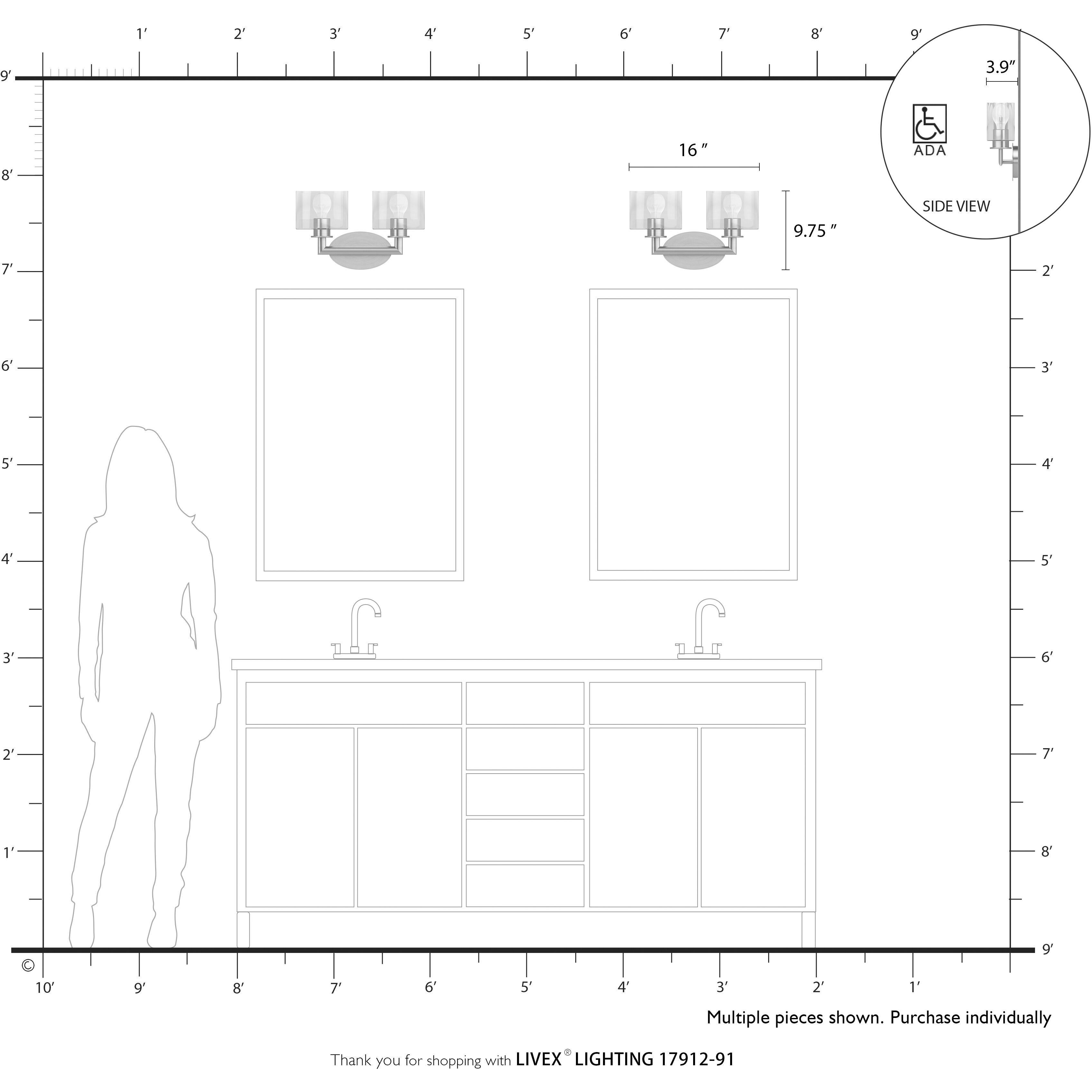 Bernardino 2 Light 16 inch Brushed Nickel Vanity Wall Sconce Wall Light