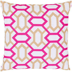Zoe 18 inch White, Tan, Bright Pink Pillow Kit