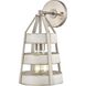 Brigantine Sconce Wall Light in Weathered White with Satin Nickel