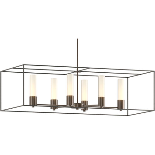 Portico 6 Light 42 inch White and Natural Iron Pendant Ceiling Light in Opal
