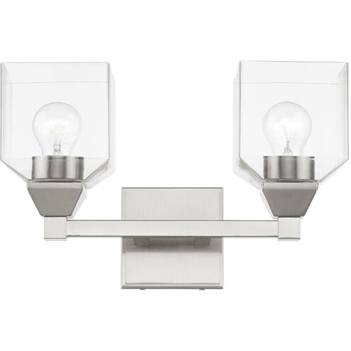 Aragon 2 Light 15 inch Brushed Nickel Vanity Sconce Wall Light