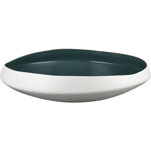Greer 17.5 X 4 inch Centerpiece Bowl in Matte White and Turquoise Glazed