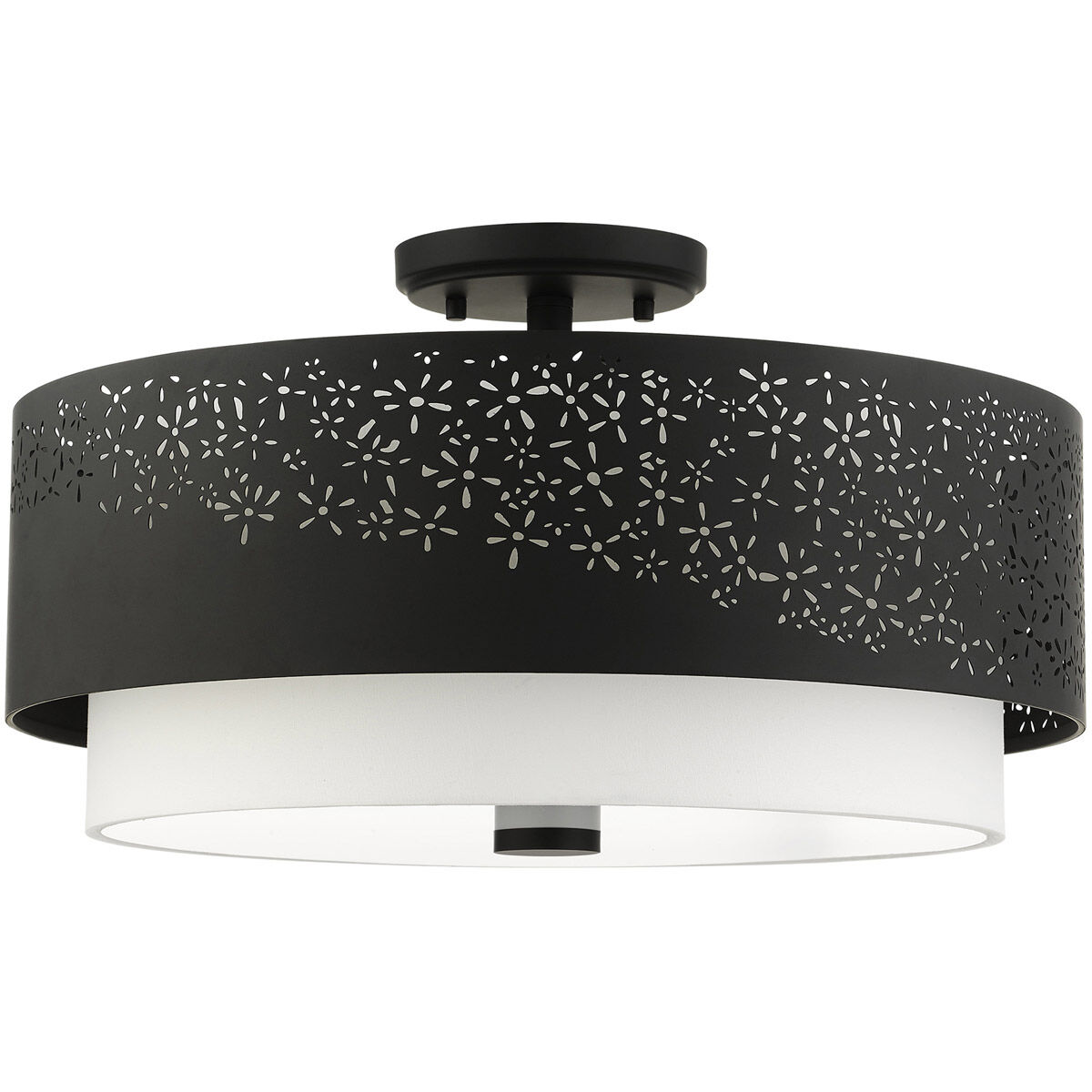 Noria 4 Light 20 inch Black Semi Flush Ceiling Light
