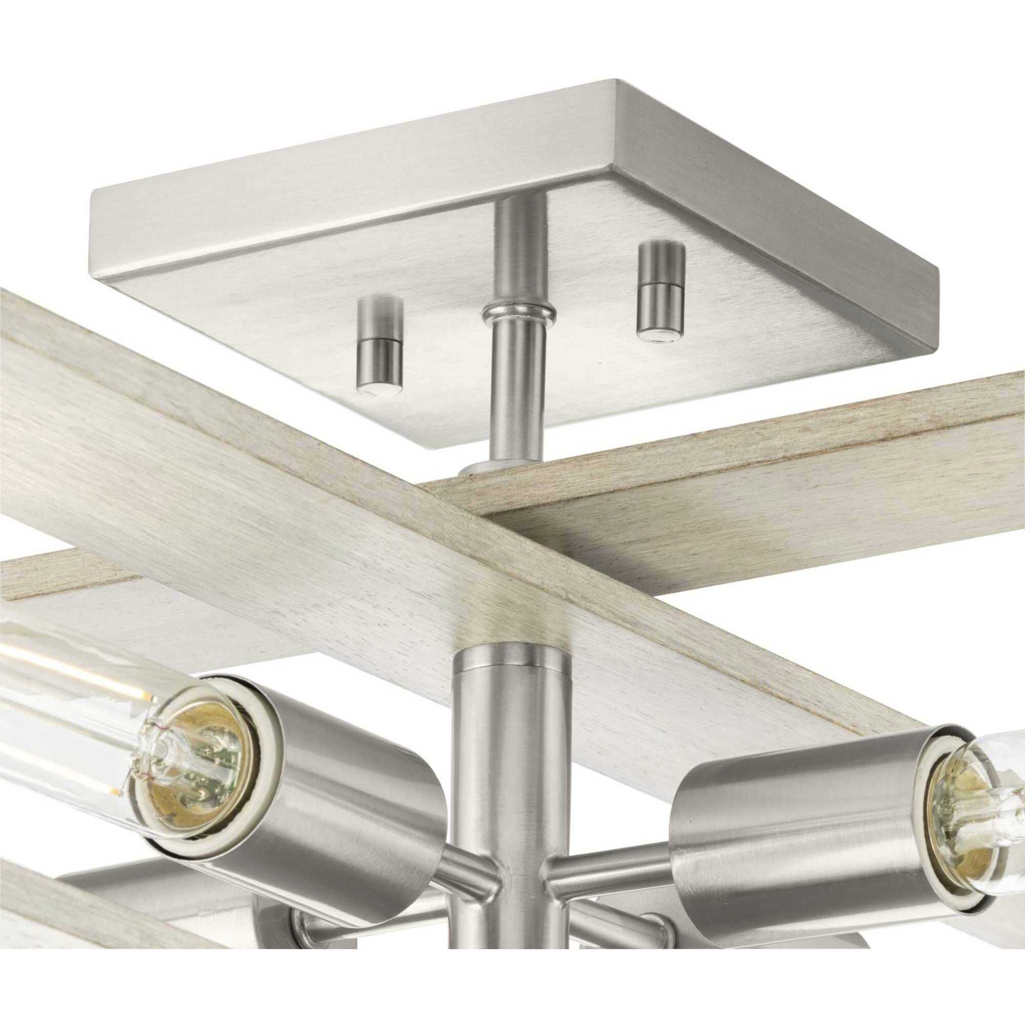 Boundary 4 Light 24 inch Brushed Nickel Semi-Flush Mount Ceiling Light, Design Series