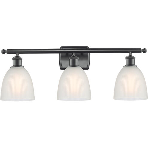 Ballston Castile LED 26 inch Matte Black Bath Vanity Light Wall Light in White Glass, Ballston