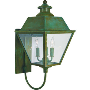 Inverness 3 Light 23 inch Verdigris Patina Outdoor Wall Mount in Clear
