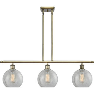 Ballston Athens LED 36 inch Antique Brass Island Light Ceiling Light in Clear Crackle Glass, Ballston