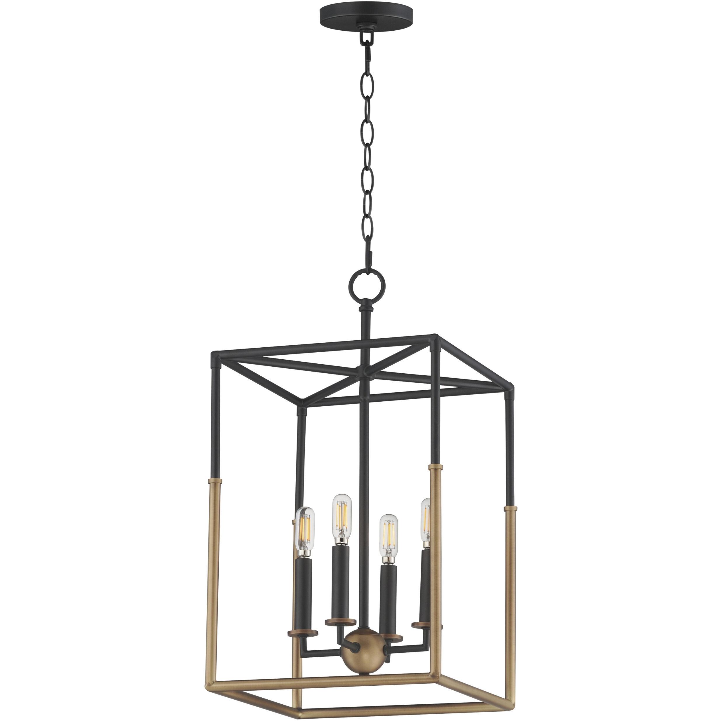 SoHo 4 Light 12 inch Black and Weathered Brass Entry Foyer Pendant Ceiling Light