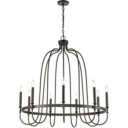 Alma 9 Light 34 inch Matte Black Chandelier Ceiling Light