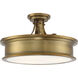Watkins 3 Light 16 inch Warm Brass Semi-Flush Ceiling Light, Essentials