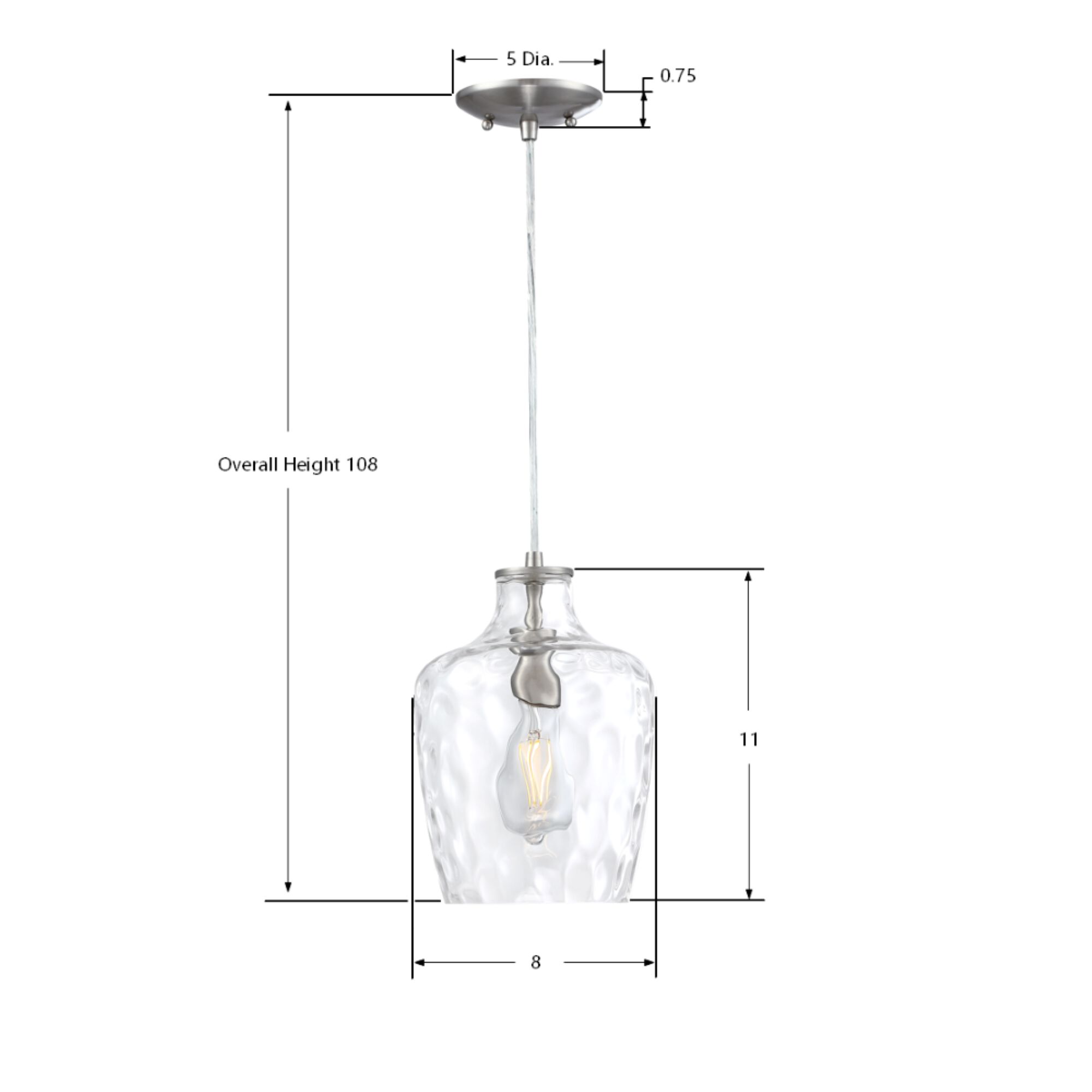 Milo 1 Light 8 inch Brushed Nickel Mini Pendant Ceiling Light