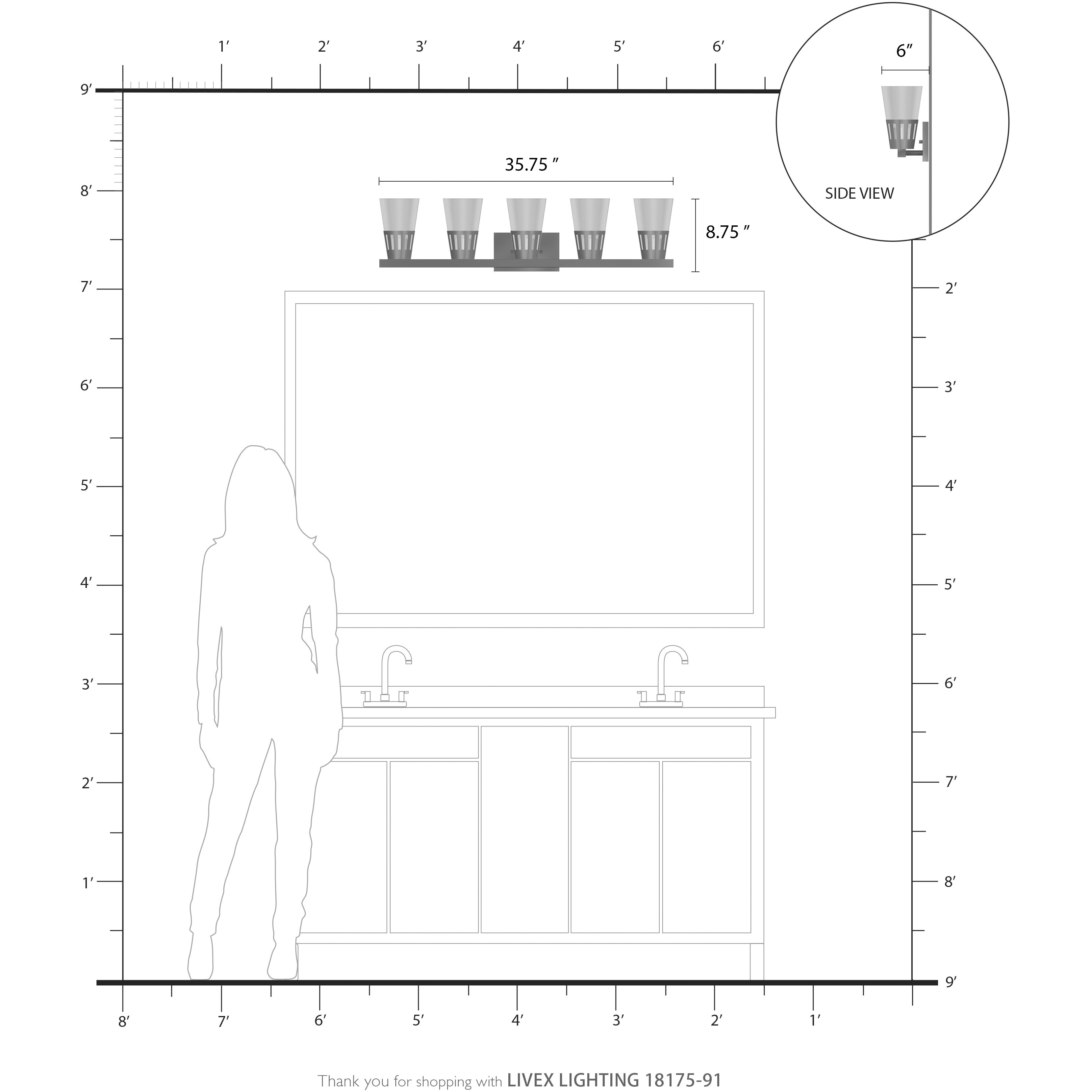 Bennington 5 Light 35.75 inch Brushed Nickel Large Vanity Sconce Wall Light