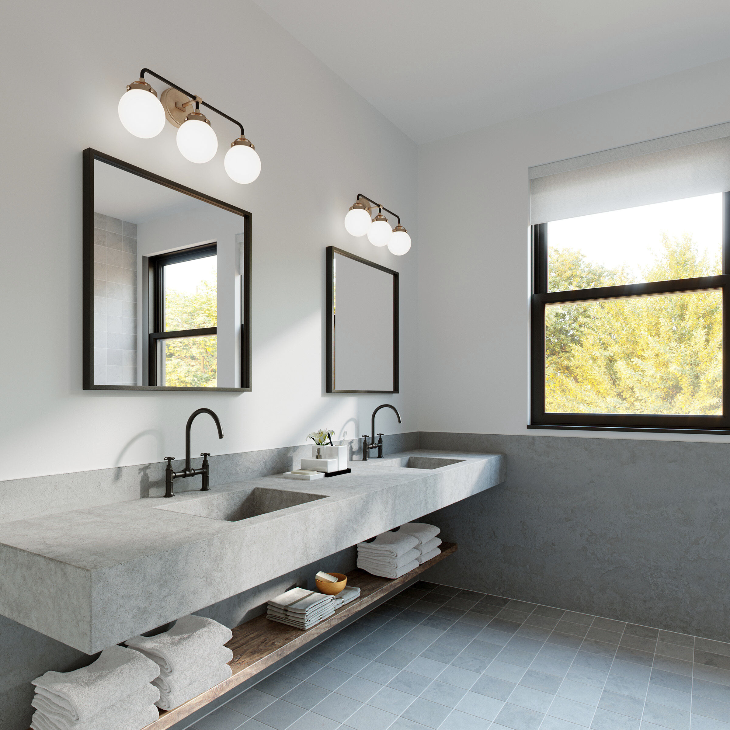 Ian K. Fowler Cafe Wall Bath Fixture Wall Light in Satin Brass