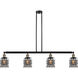 Franklin Restoration Small Bell Cage LED 49.63 inch Black Antique Brass Island Light Ceiling Light in Plated Smoke Glass, Franklin Restoration