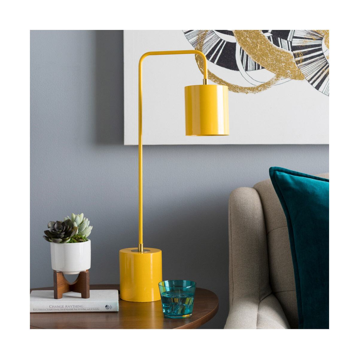 Boomer 24.85 inch 40 watt Yellow and Brass Table Lamp Portable Light