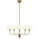 Amber Lewis Griffin LED 31 inch Hand-Rubbed Antique Brass and Saddle Leather Chandelier Ceiling Light