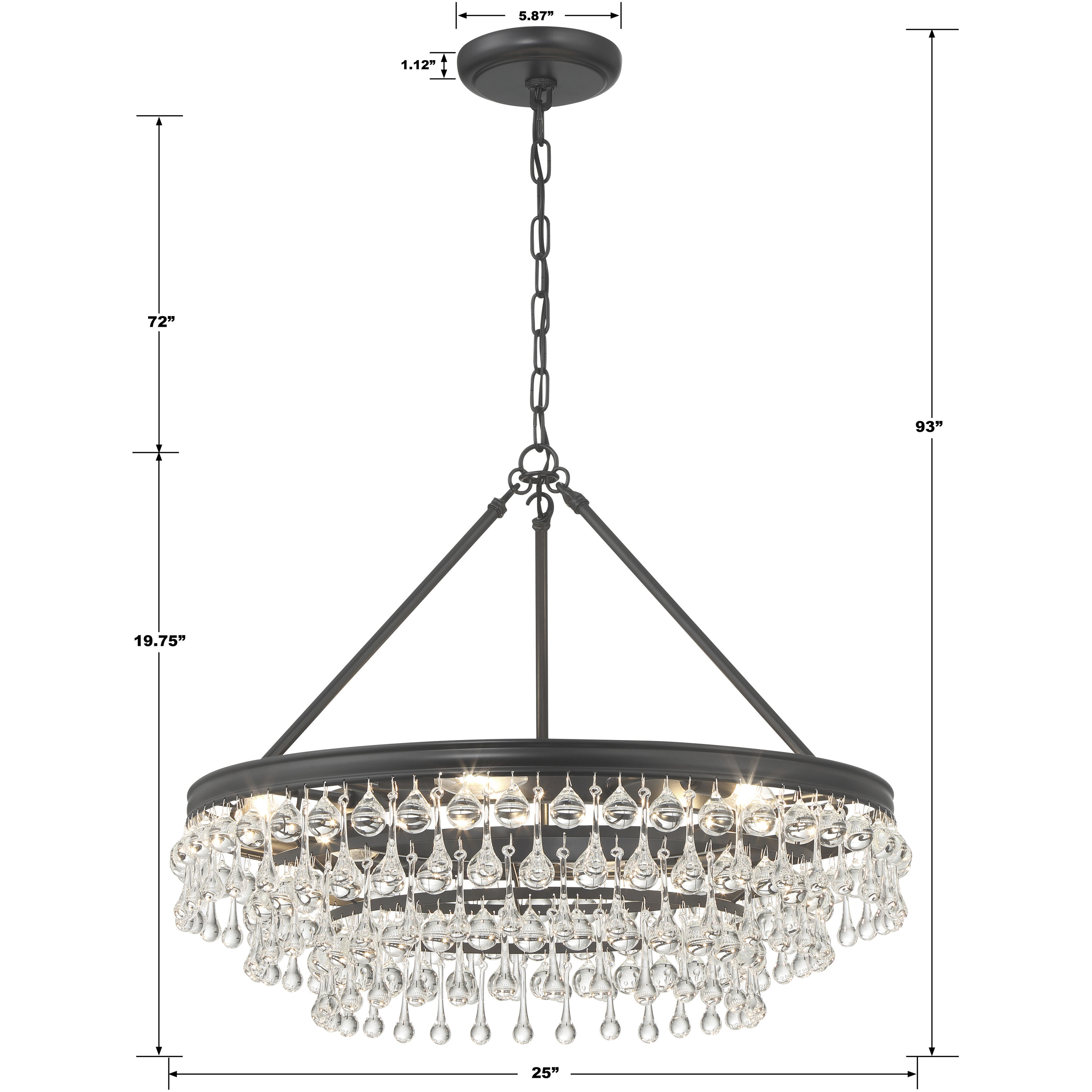 Calypso 6 Light 25 inch Matte Black Chandelier Ceiling Light