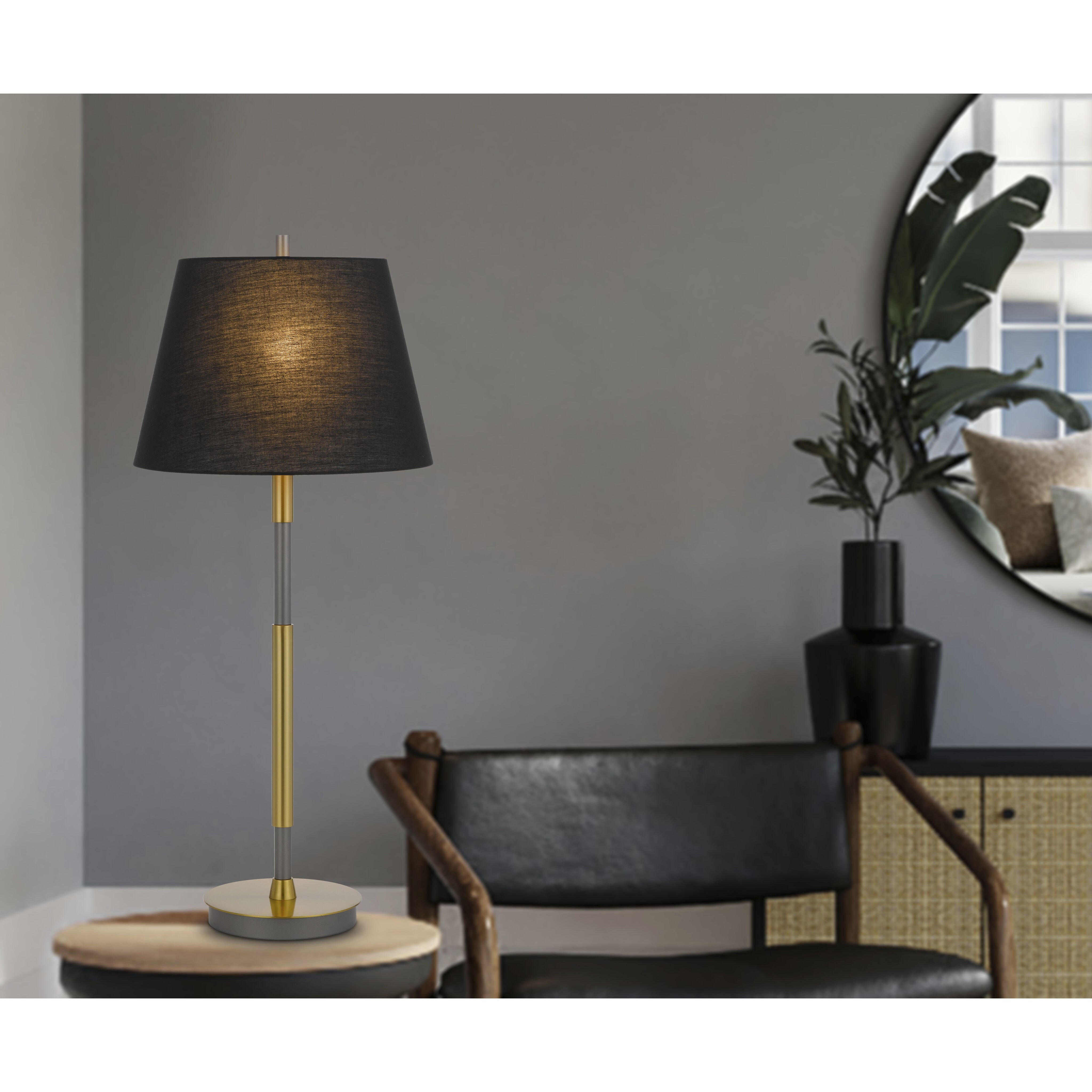 Ciudad 30 inch 100.00 watt Antique Brass and Silver Grey Table Lamp Portable Light in Anitque Brass / Silver Grey