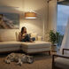 Stretch 75 inch 9 watt White Arc Floor Lamp Portable Light in Burlap Linen