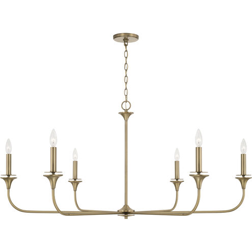 Presley 6 Light 49 inch Aged Brass Chandelier Ceiling Light