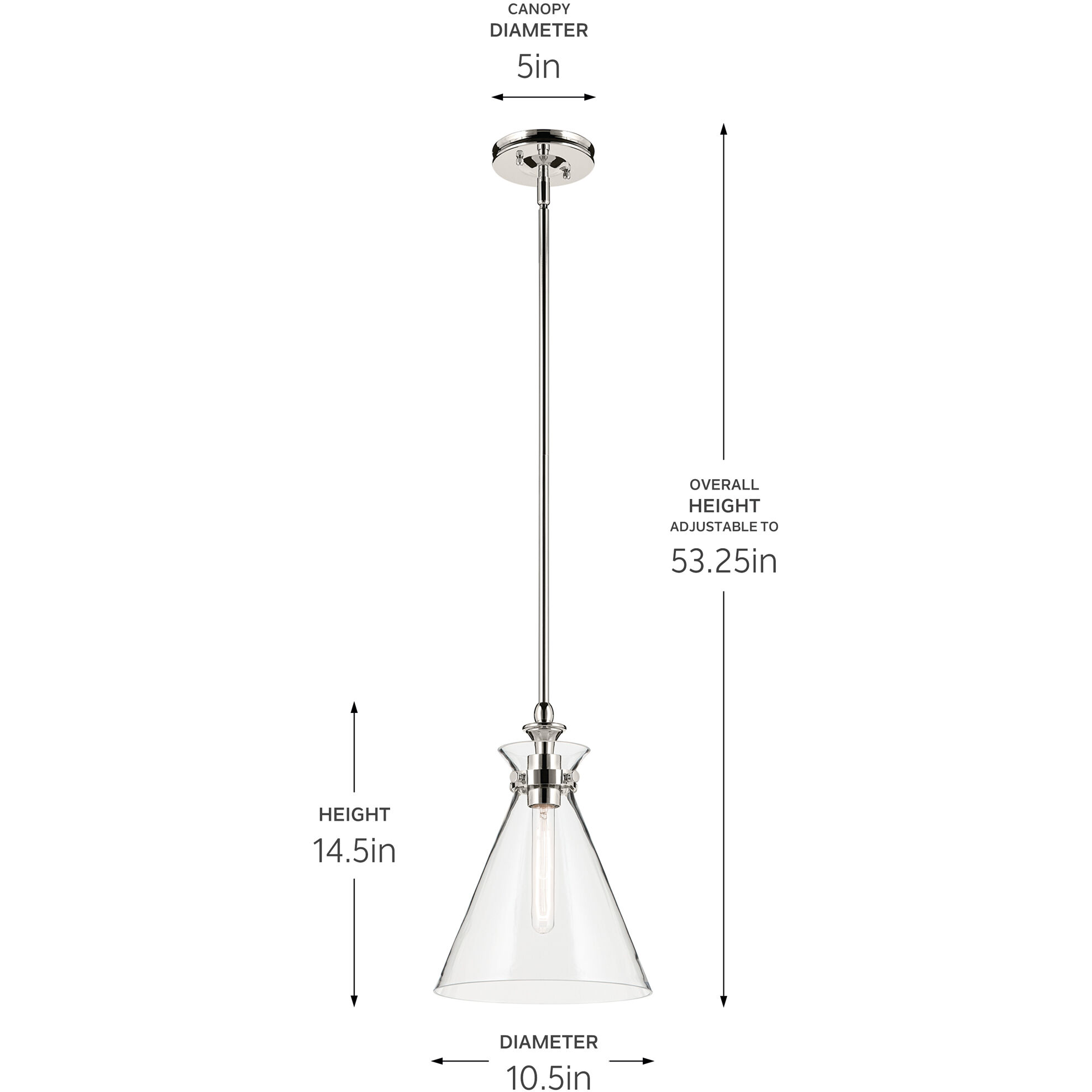 Laria 1 Light Polished Nickel Pendant Ceiling Light in Clear