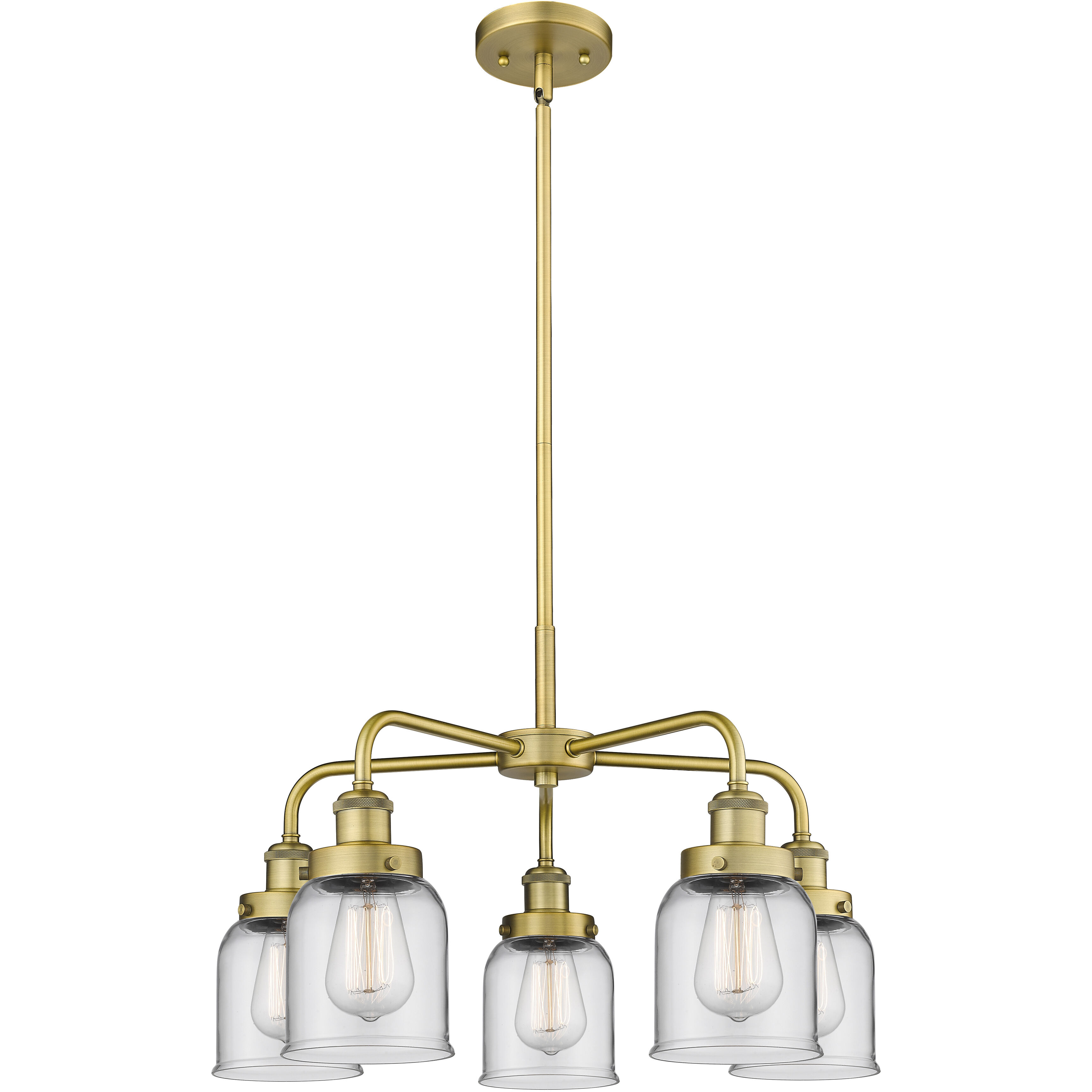 Bell 5 Light 23 inch Brushed Brass Chandelier Ceiling Light