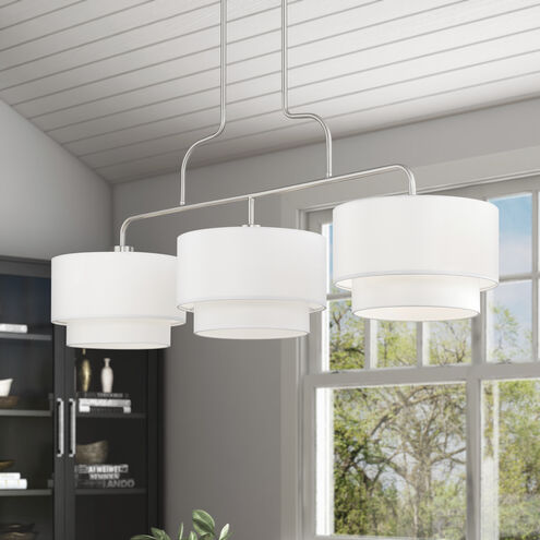 Manorwood 3 Light 49 inch Brushed Nickel Linear Chandelier Ceiling Light