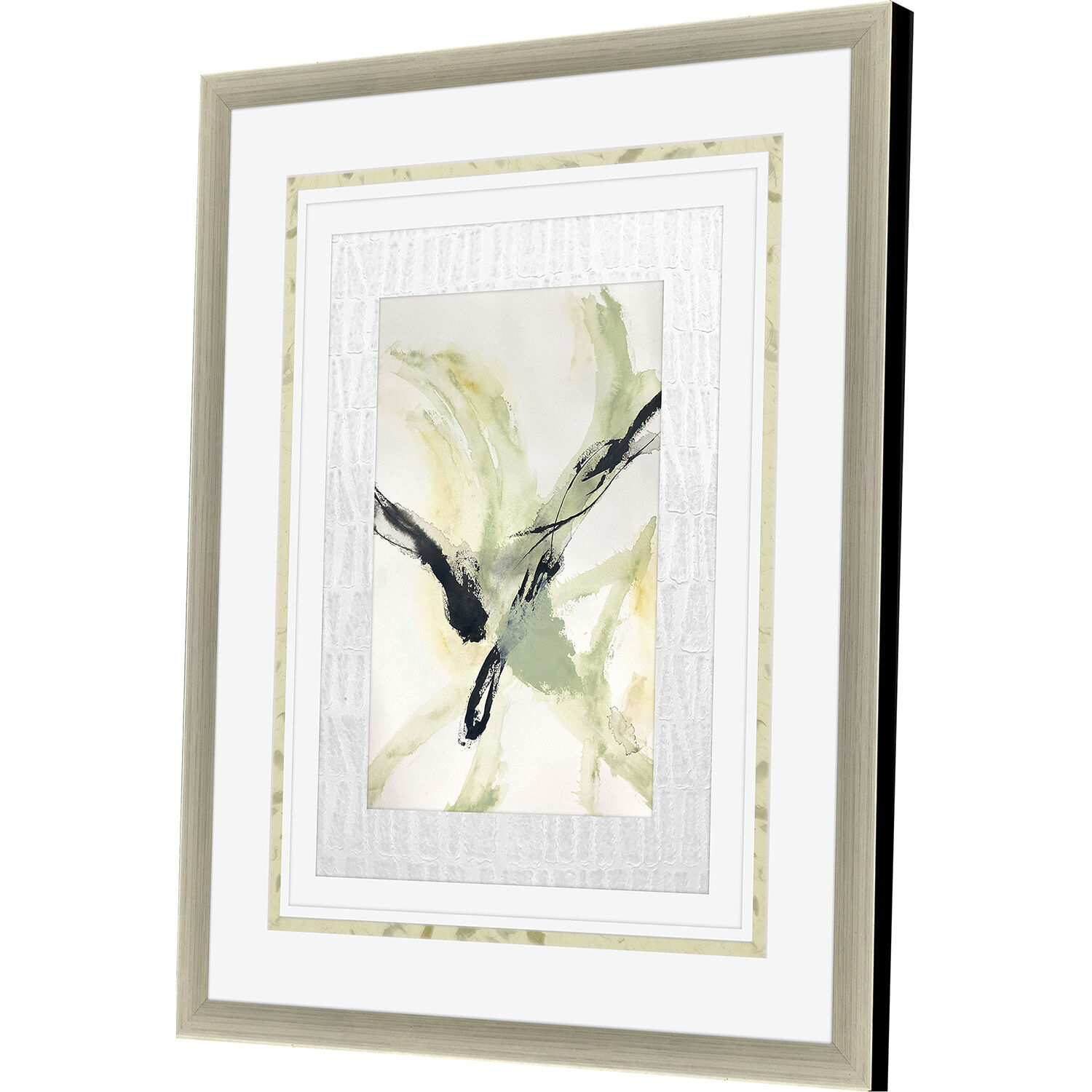 Petal Parade Green and Beige and Black and Yellow Framed Art, The Studio