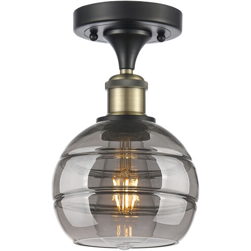 Ballston Rochester 1 Light 5.88 inch Black Antique Brass Semi-Flush Mount Ceiling Light