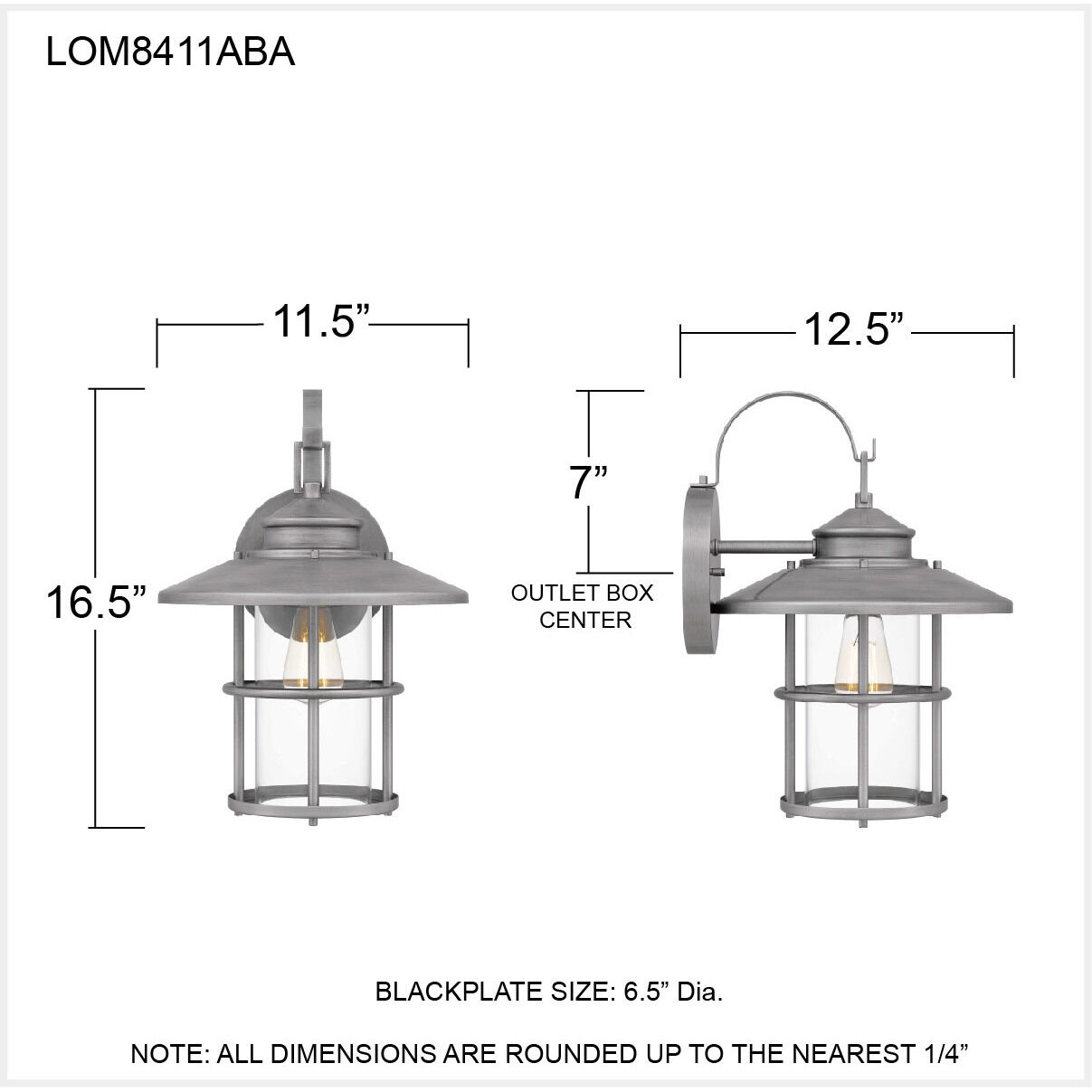 Lombard 1 Light 17 inch Antique Brushed Aluminum Outdoor Wall Lantern