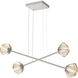Mesa LED Beige Silver Linear Multi-Pendant Ceiling Light in Amber, 2700K LED, Double Moda