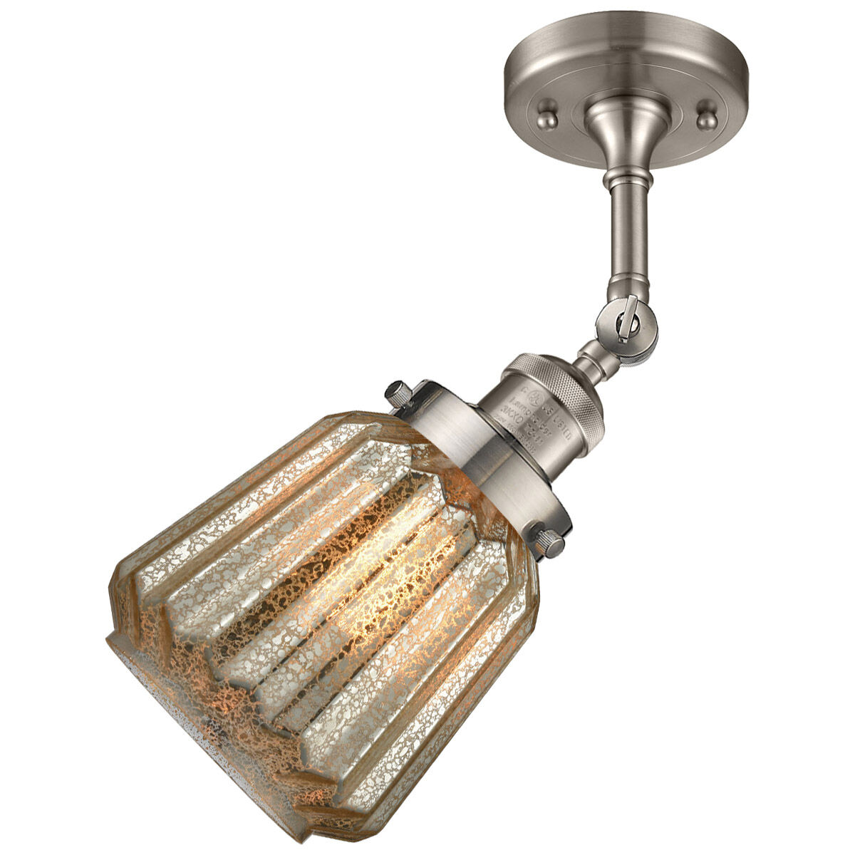 Franklin Restoration Chatham 1 Light 6 inch Brushed Satin Nickel Semi-Flush Mount Ceiling Light in Mercury Glass, Franklin Restoration