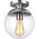 Leo - Hanging Globe 1 Light 8 inch Satin Aluminum Semi-Flush Mount Ceiling Light