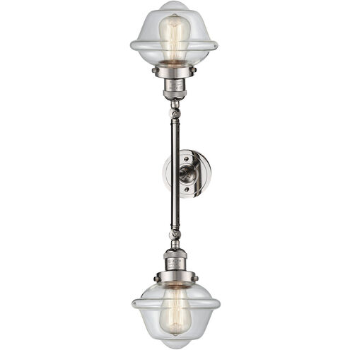 Franklin Restoration Small Oxford 2 Light 17 inch Polished Nickel Bath Vanity Light Wall Light in Clear Glass, Franklin Restoration